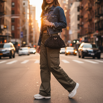 Midnight Chrysalis | DIY Crochet Kit: Metallic Glitter Butterfly Shoulder Bag