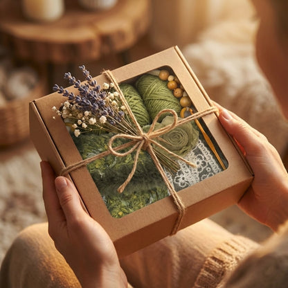 The Mossy Poem | DIY Crochet Kit: Forest Green Fuzzy Handbag with Vintage Lace